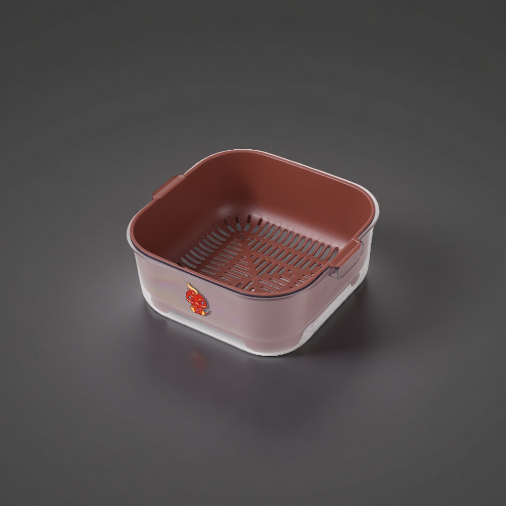 Medium-sized Porto red plastic draining basket, kitchen vegetable washing draining basket, household storage basket Application Scenario