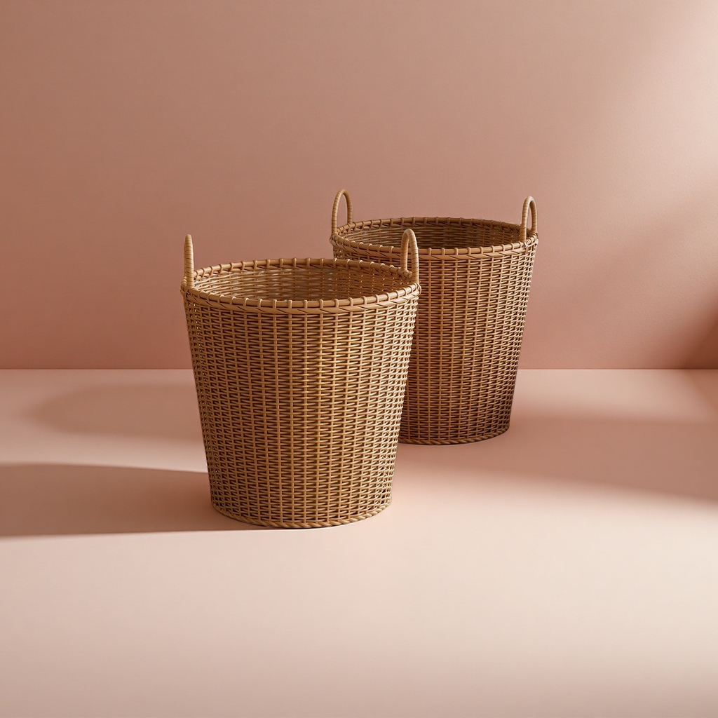 Hand-woven rattan storage baskets for home living room and bedroom organization and storage, large and multi-purpose details Picture