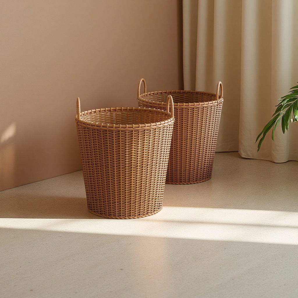 Hand-woven rattan storage baskets for home living room and bedroom organization and storage, large and multi-purpose Specification image