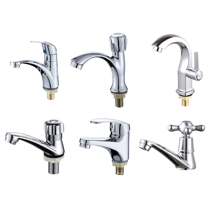يحتوي الصنبور الستة المططاة بالكروم المبرودة على مجموعة متنوعة من التصميمات لمنافذ المياه Item Picture