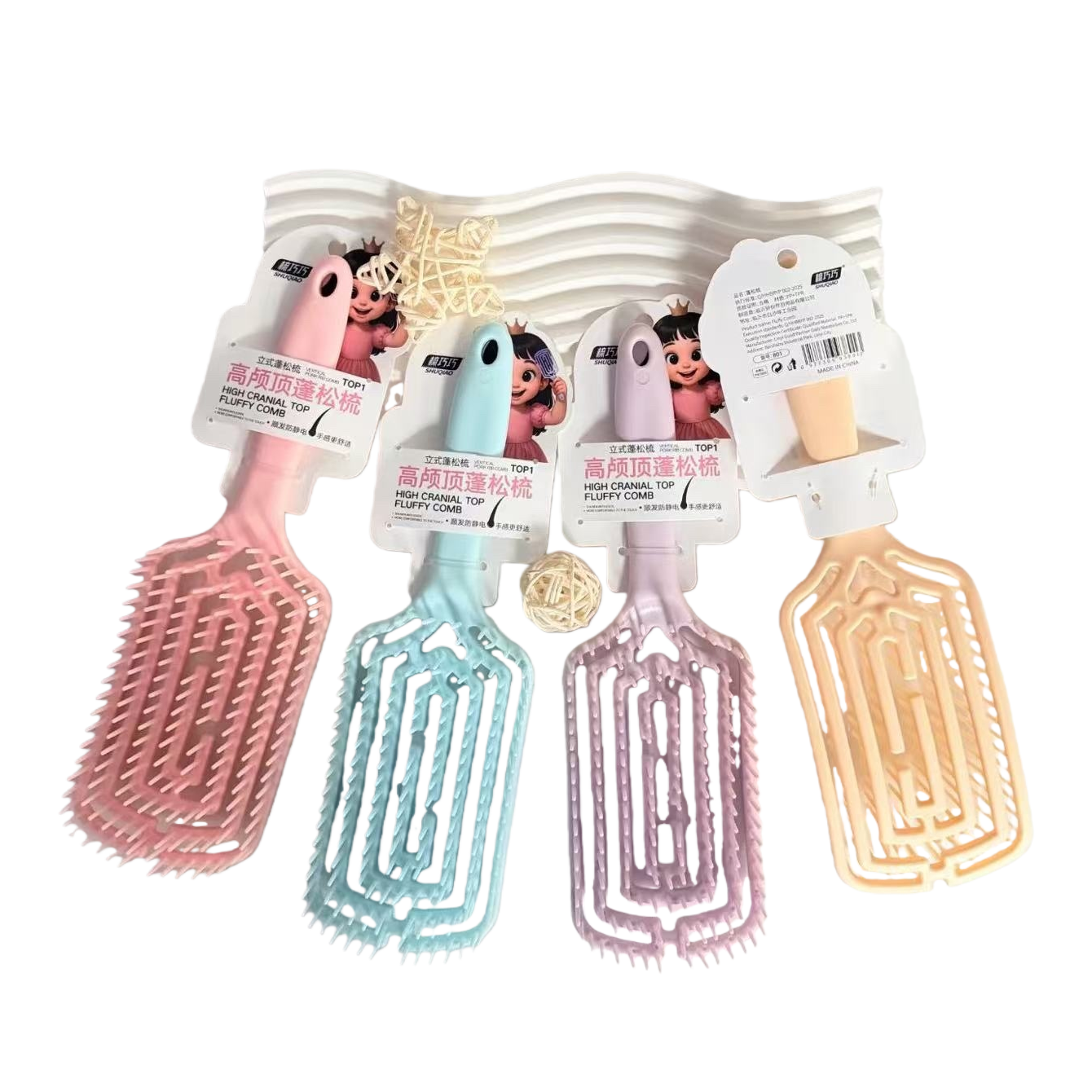 High skull top fluffy comb, rich hair root massage comb, large tooth pitch anti-tangling comb Item Picture