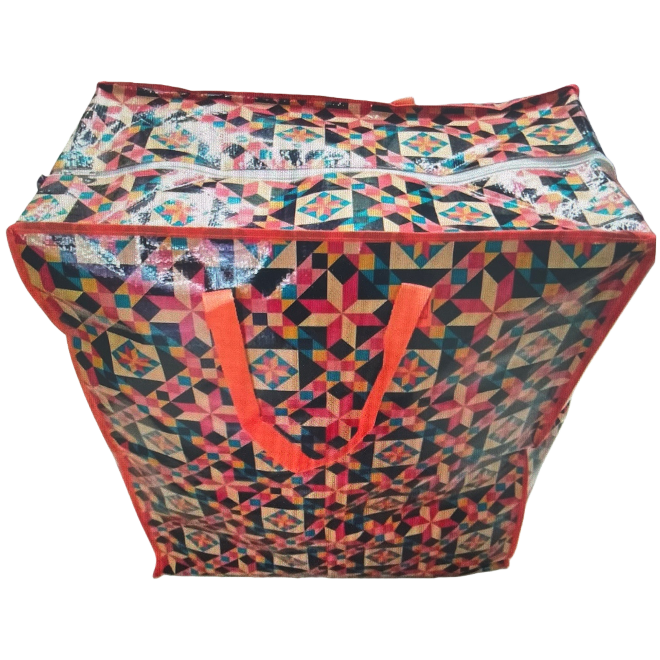 Colorful geometric pattern handbag, fashionable, simple and environmentally friendly shopping bag Item Picture