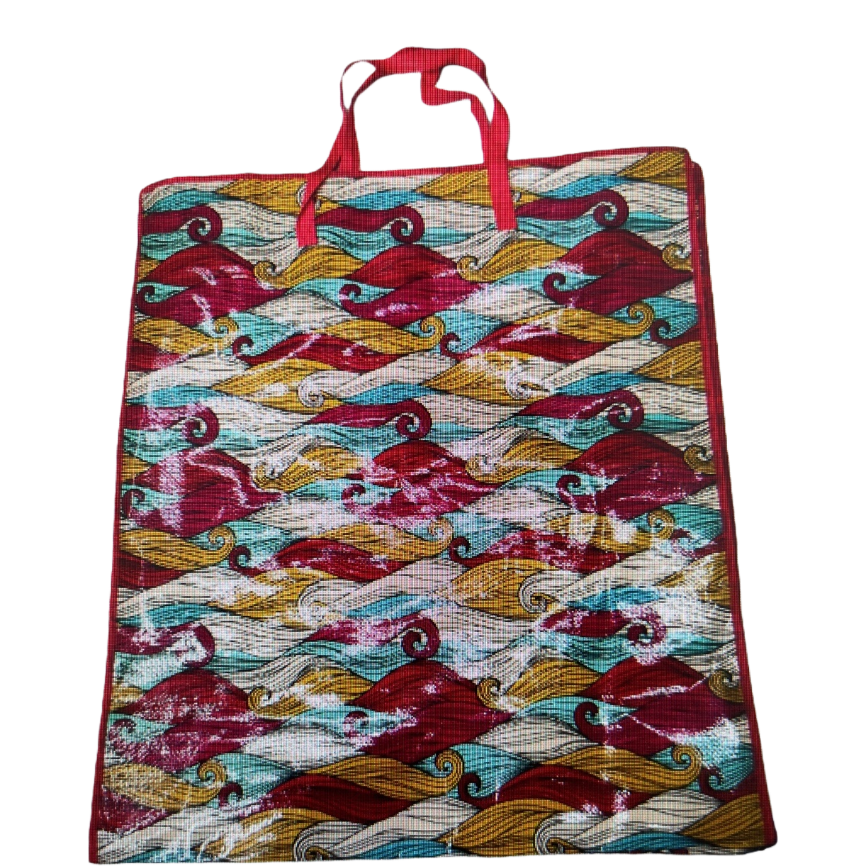 Colorful wave-patterned handbags, eco-friendly non-woven fabric reusable shopping bags Item Picture