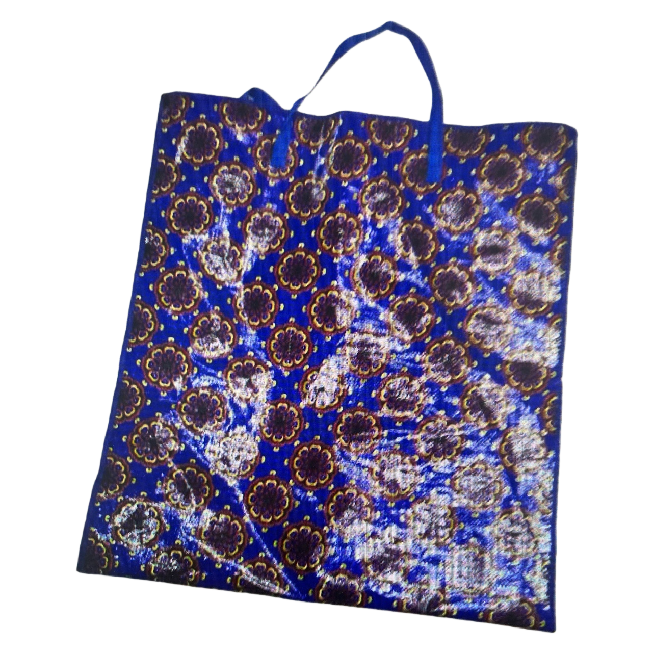 Blue patterned shopping bag, hand-held eco-friendly canvas bag, large-capacity daily storage bag Item Picture