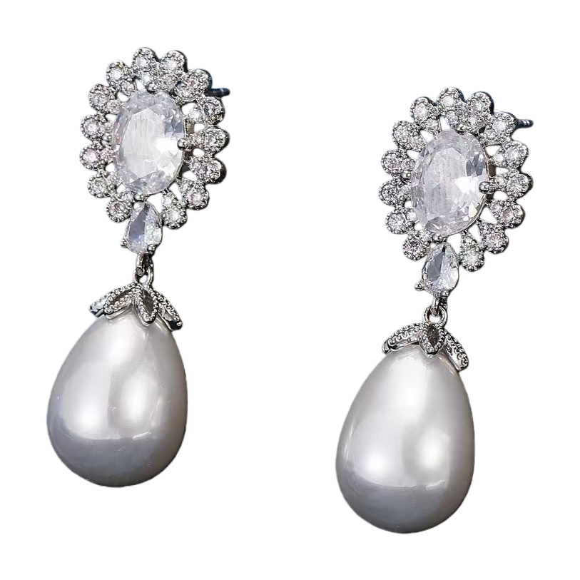 Pearl earrings, women's fashionable and light luxury earrings, 18K gold-plated earrings Item Picture