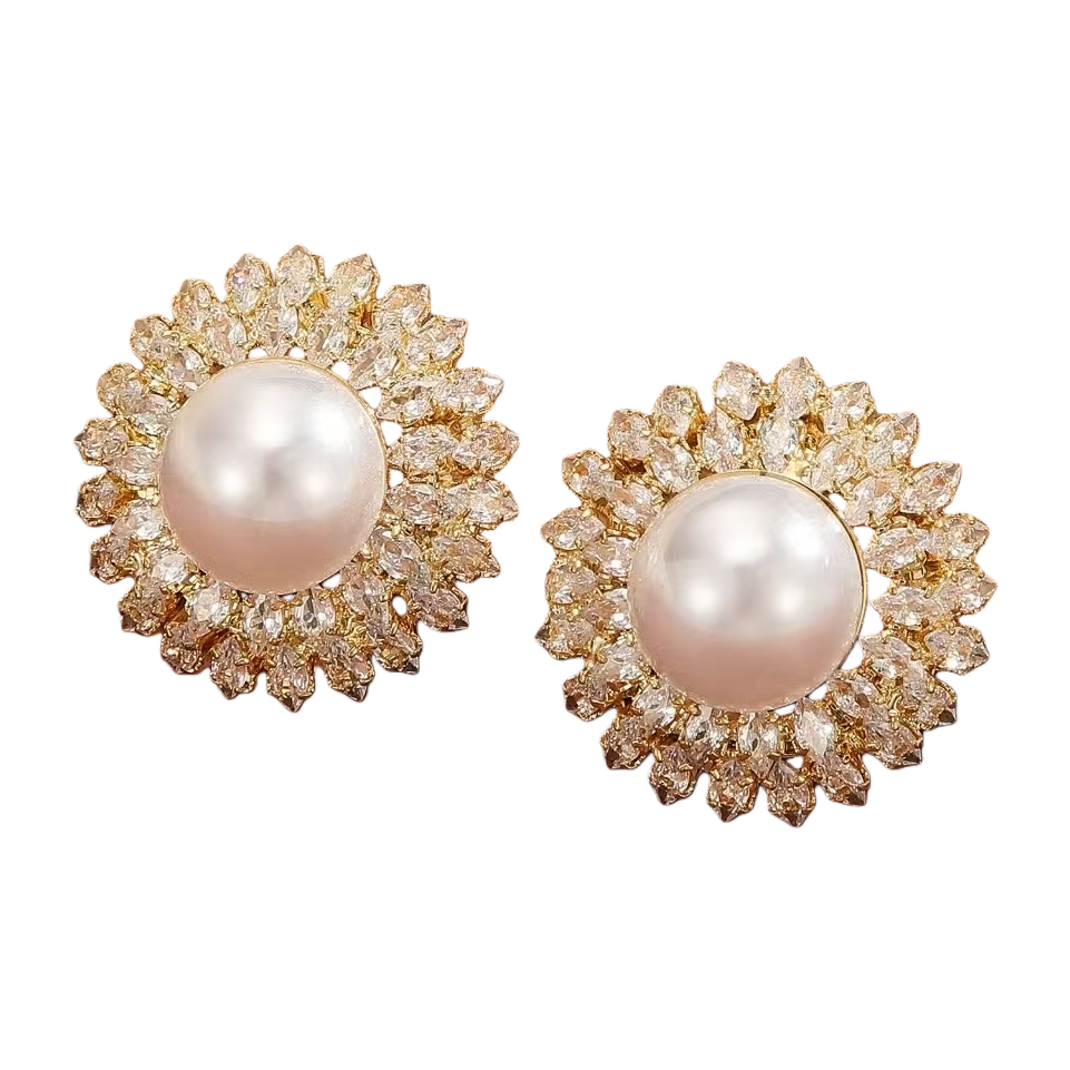 Pearl earrings, women's fashionable, simple and versatile earrings, 1 pair 100533423 Item Picture
