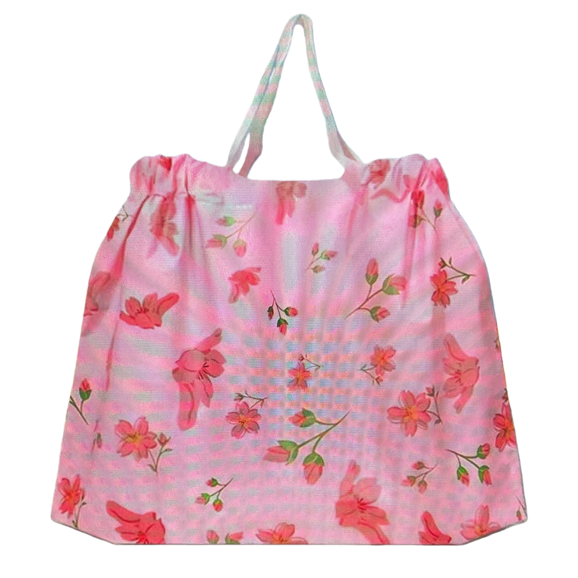 Pink floral pattern handbag, a fashionable, simple and eco-friendly shopping bag Item Picture