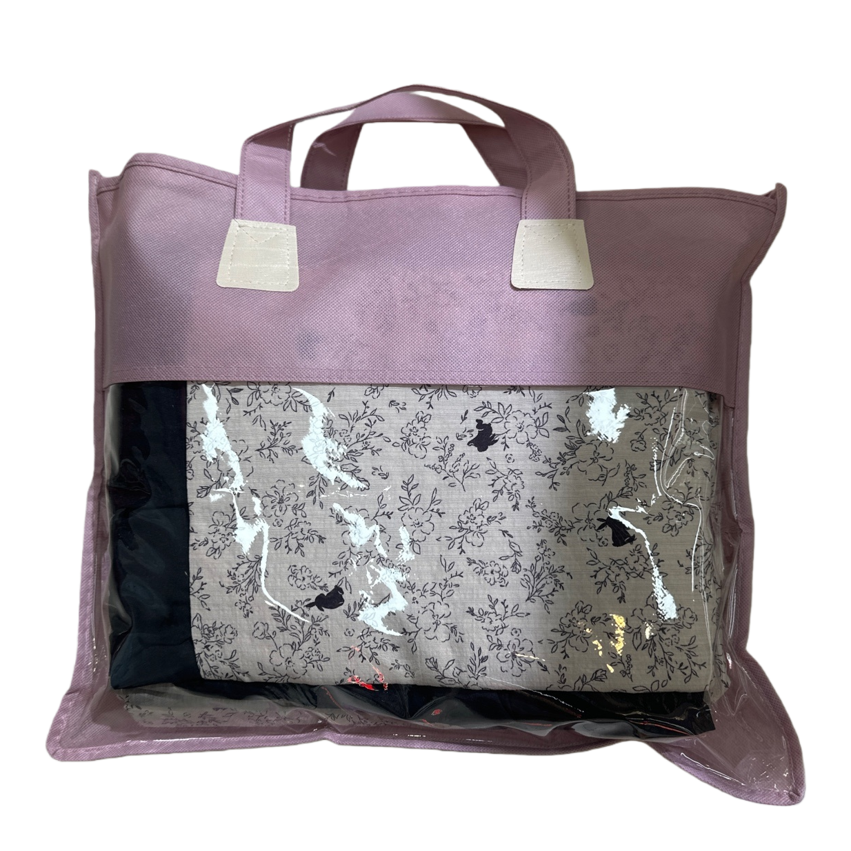 The pink handbag is a simple, fashionable and eco-friendly shopping bag with a foldable large capacity Item Picture
