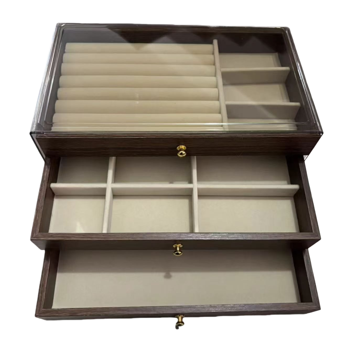 Multi-layer separated dust-proof portable jewelry storage box Item Picture