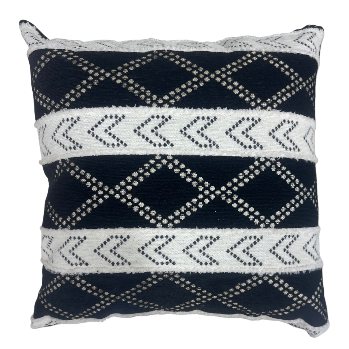Black geometric patterned throw pillows are soft furnishings for living rooms and bedrooms Item Picture