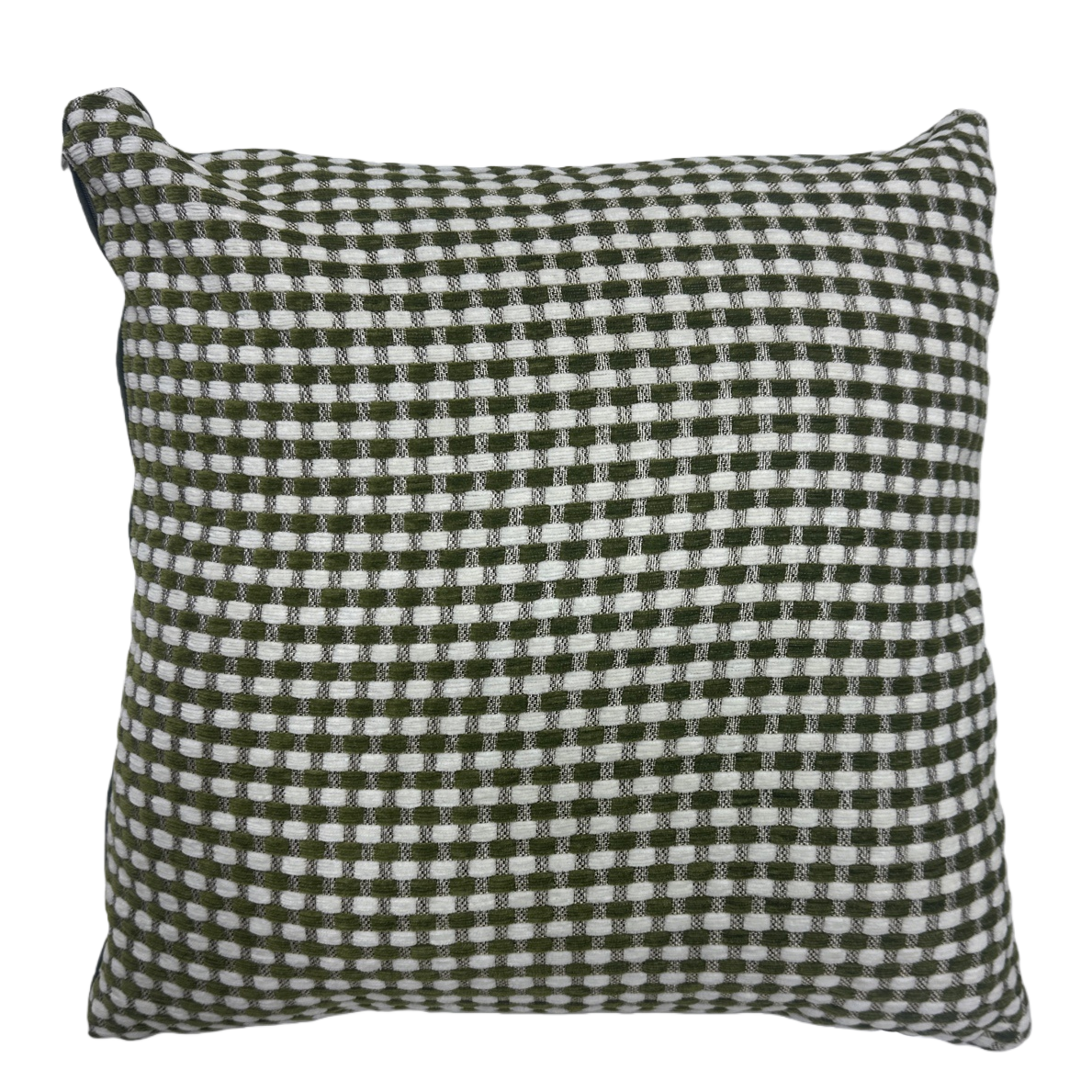 The green checkered pattern throw pillow is a fashionable home decoration. It is made of comfortable cotton and linen Item Picture