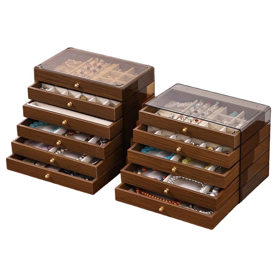 Jewelry storage box, multi-layered compartments, dust-proof jewelry organization box, portable for girls Item Picture