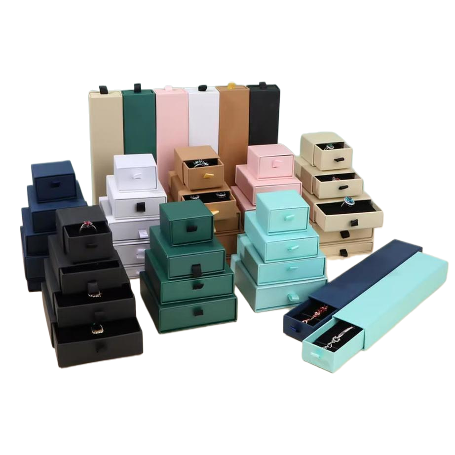 Colorful drawer-style jewelry box, multi-layer separated storage box, wooden eco-friendly material gift packaging Item Picture