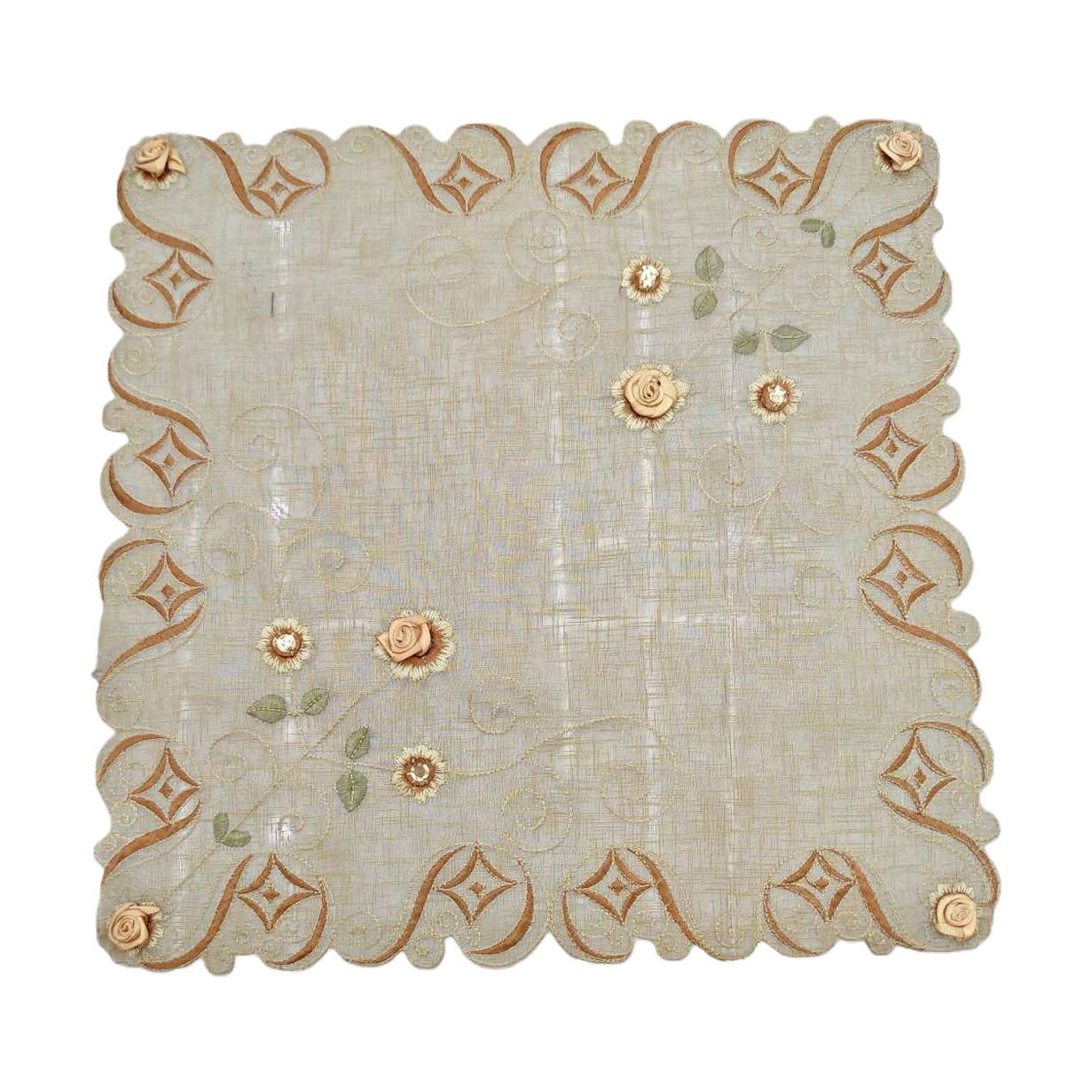 刺绣桌布 加厚防滑棉麻餐桌布 140x220cm 多色可选111012598白底实物图