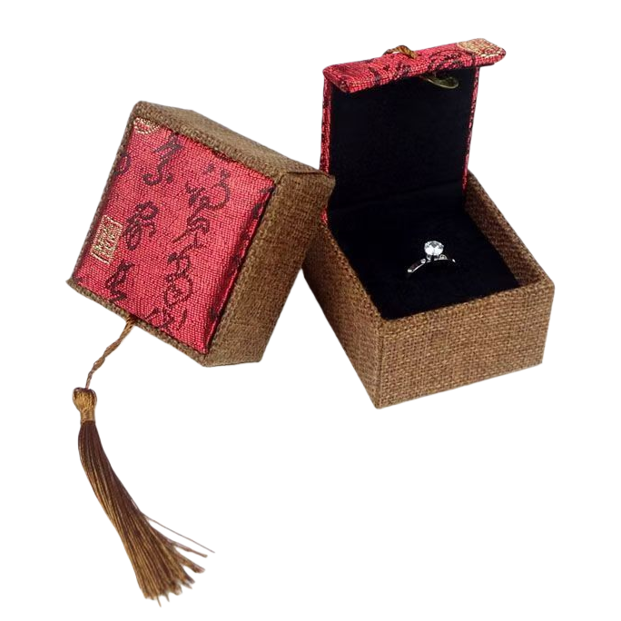 Red face ring box, red velvet round ring storage box, gift packaging box Item Picture