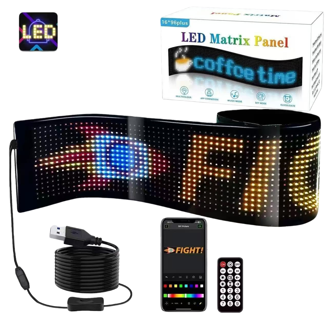 LED Matrix Panel, 12V waterproof ultra-thin high-brightness display module Item Picture