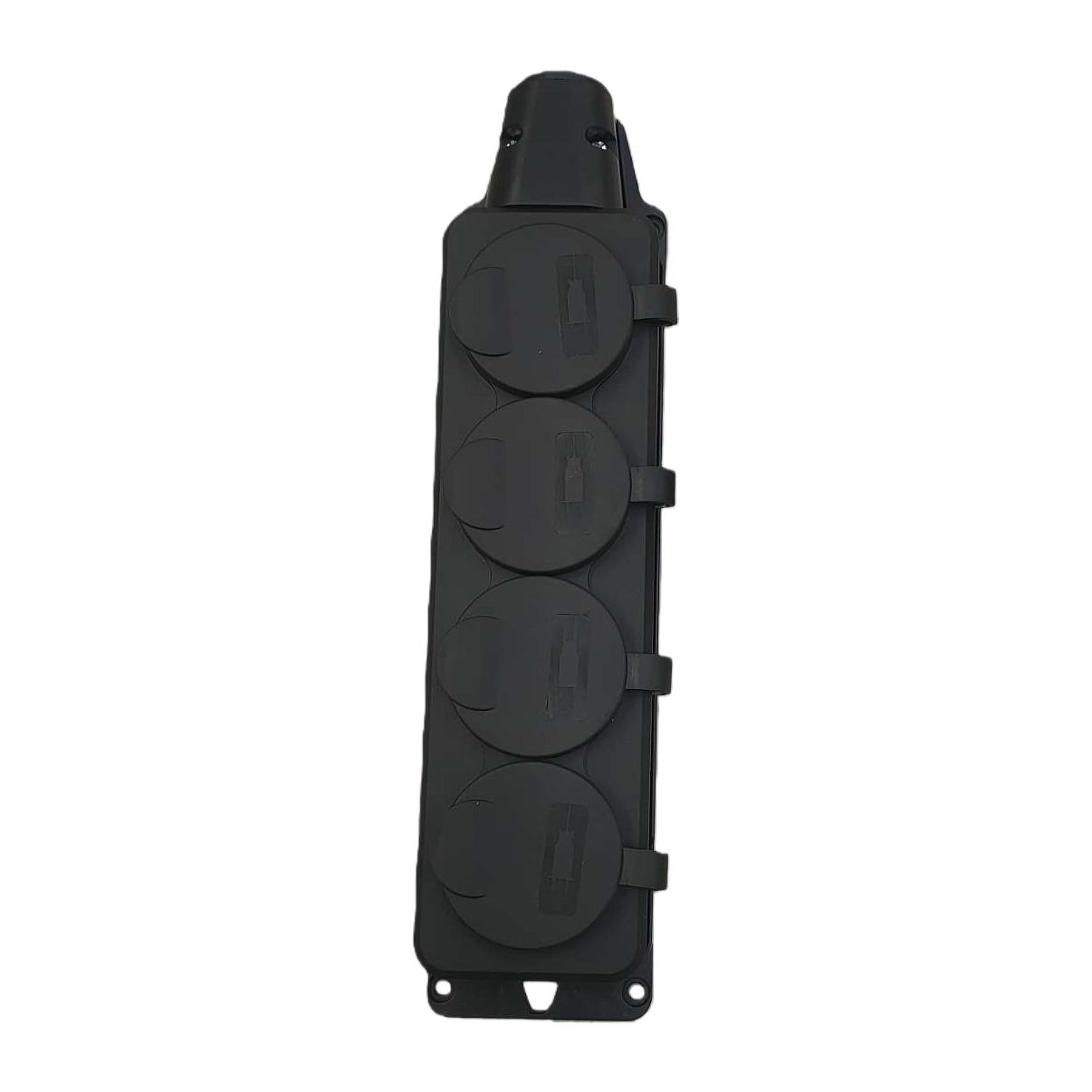 Black power socket, 4-socket European-style power strip, safe and anti-electric shock, suitable for home and office use Item Picture