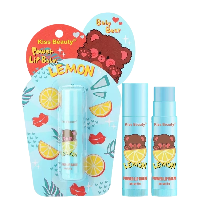 唇膏+Kiss Beauty柠檬味润唇膏白底实物图