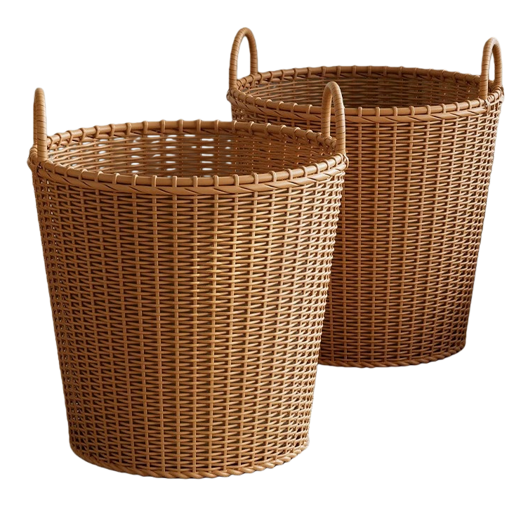 Hand-woven rattan storage baskets for home living room and bedroom organization and storage, large and multi-purpose Item Picture