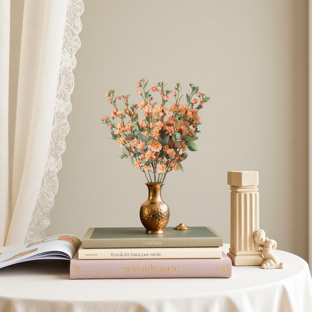 A new home flower arrangement set featuring a bouquet and a simple glass vase Specification image
