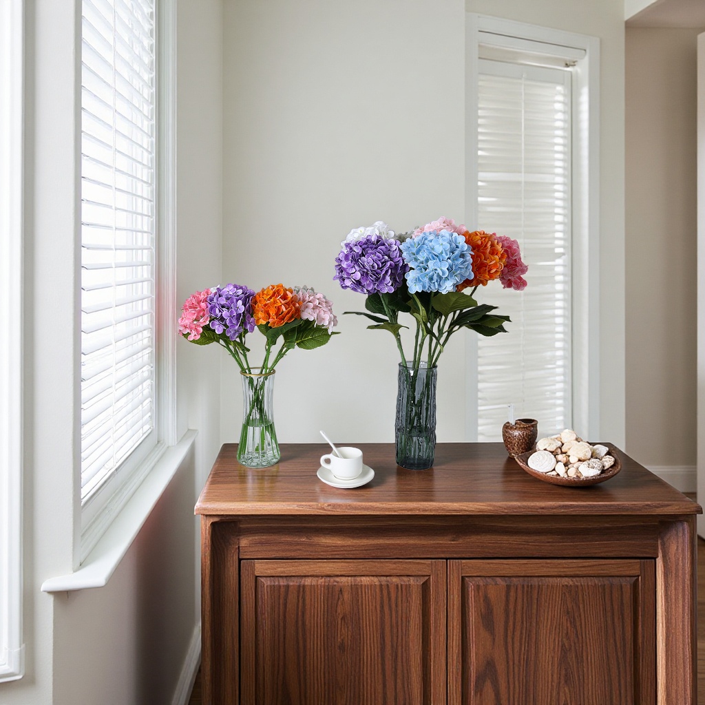 Colorful hydrangea flower vases, decorative ornaments, living room, bedroom, balcony, flowers and green plants