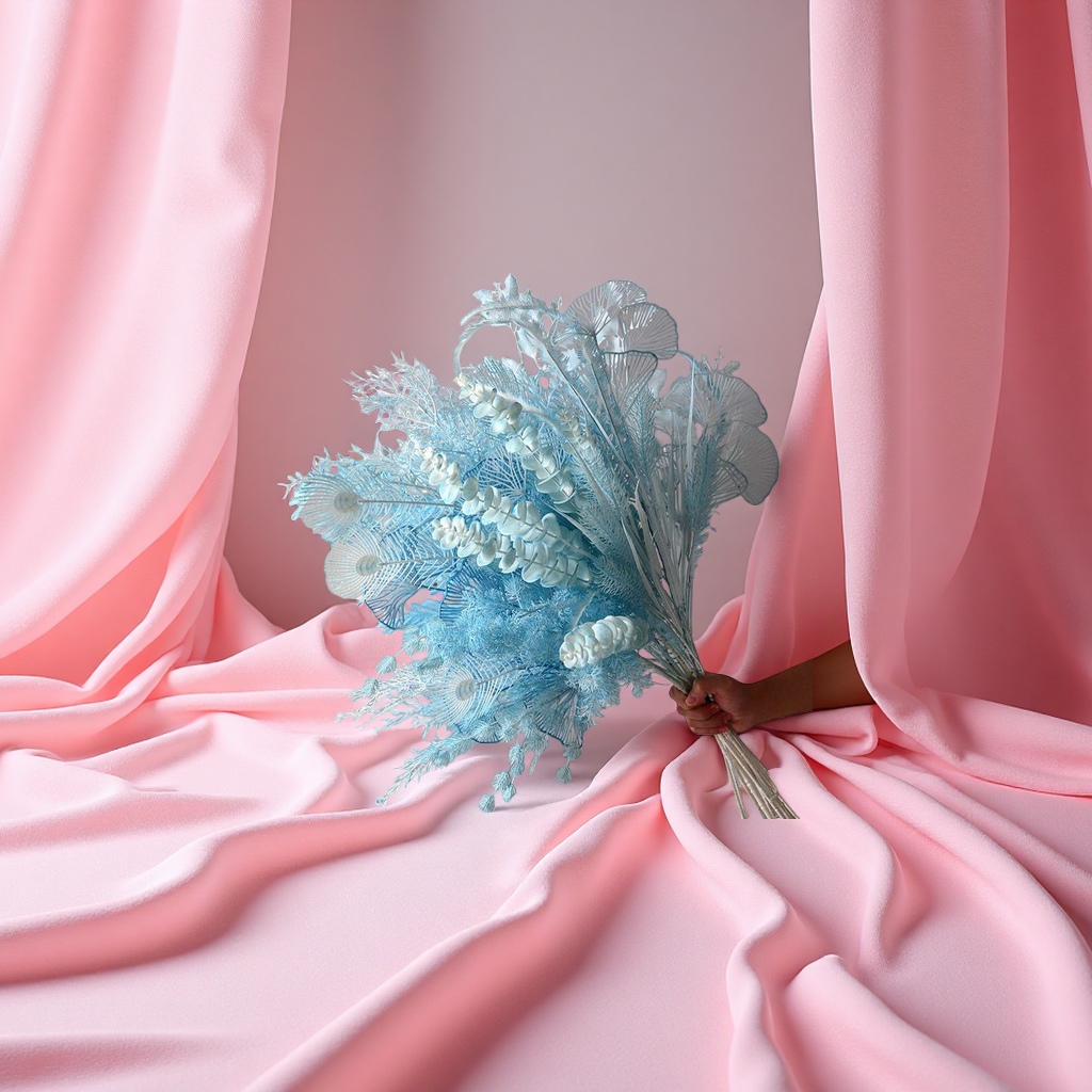 Wholesale of artificial roses, artificial flowers and plastic flowers in the blue series of artificial flowers for weddings, wedding halls and home decoration