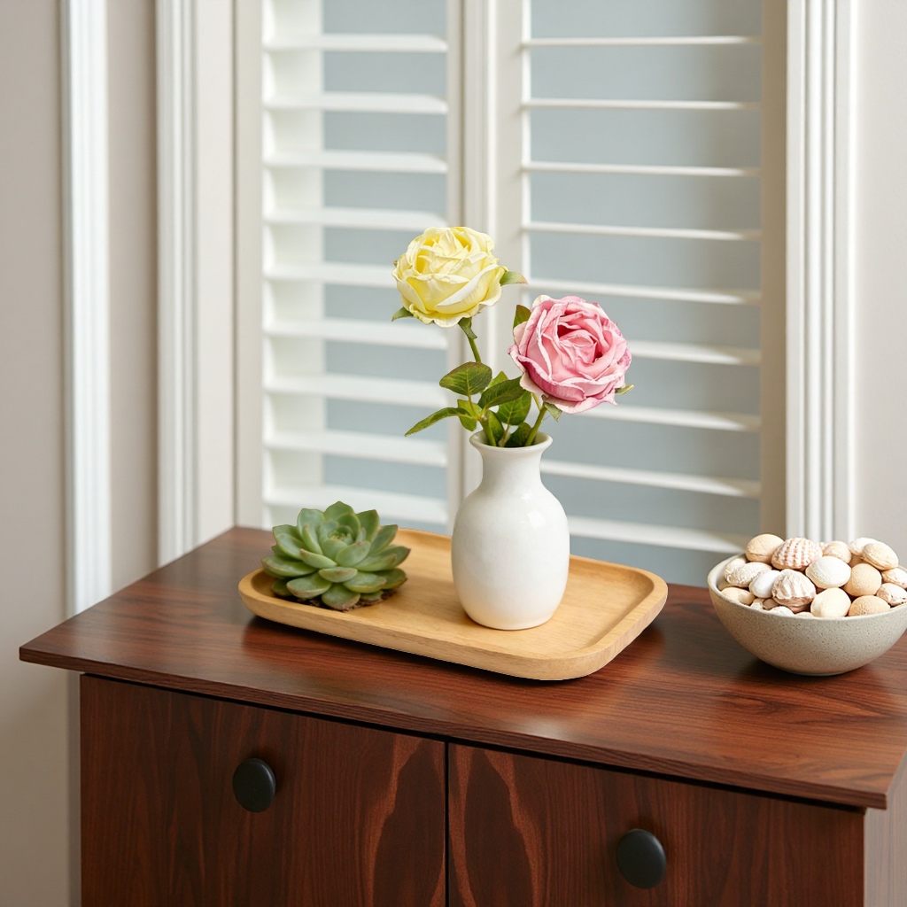 A white vase decorated with a combination of roses and succulent plants details Picture