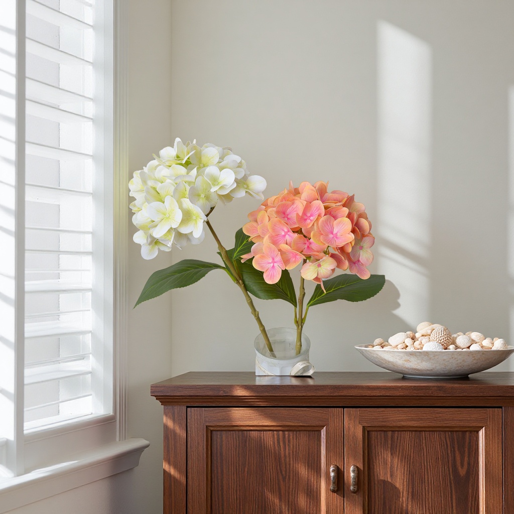 Hydrangeas are available in a variety of colors as ornamental plants for balconies and courtyards