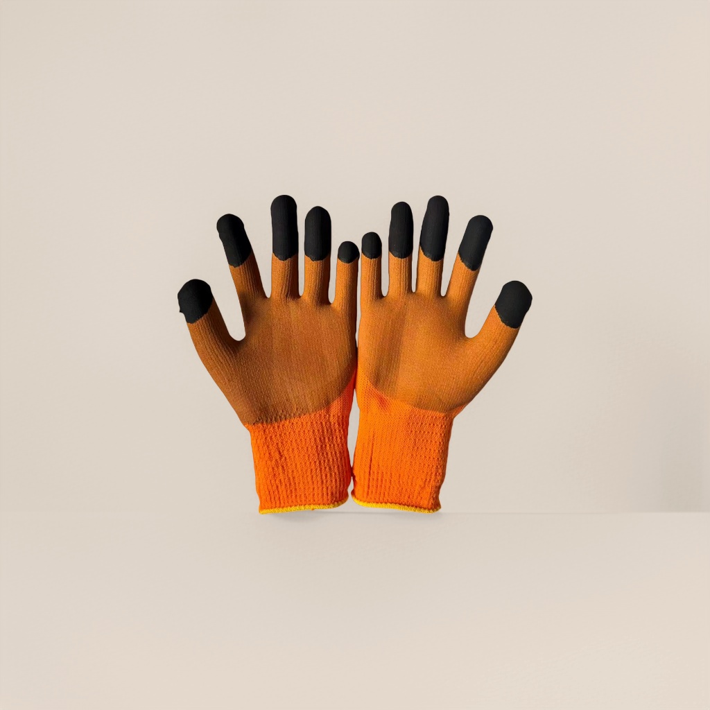 Orange looped foam anti-slip and wear-resistant work gloves, thickened labor protection gloves, suitable for both men and women