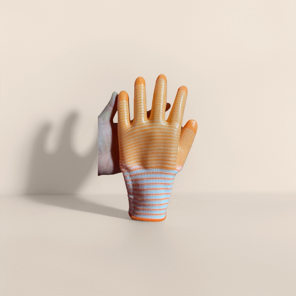 Orange PVC zebra striped gloves, thickened anti-slip labor protection gloves for both men and women details Picture