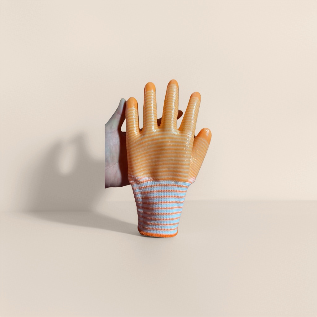 Orange PVC zebra striped gloves, thickened anti-slip labor protection gloves for both men and women