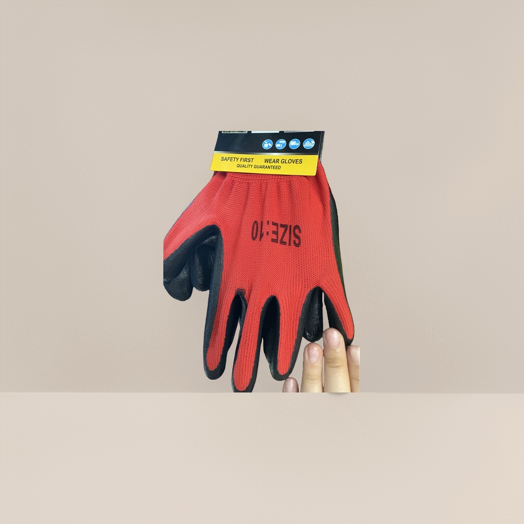 13-needle nylon red nitrile gloves, anti-slip and wear-resistant protective gloves for both men and women details Picture
