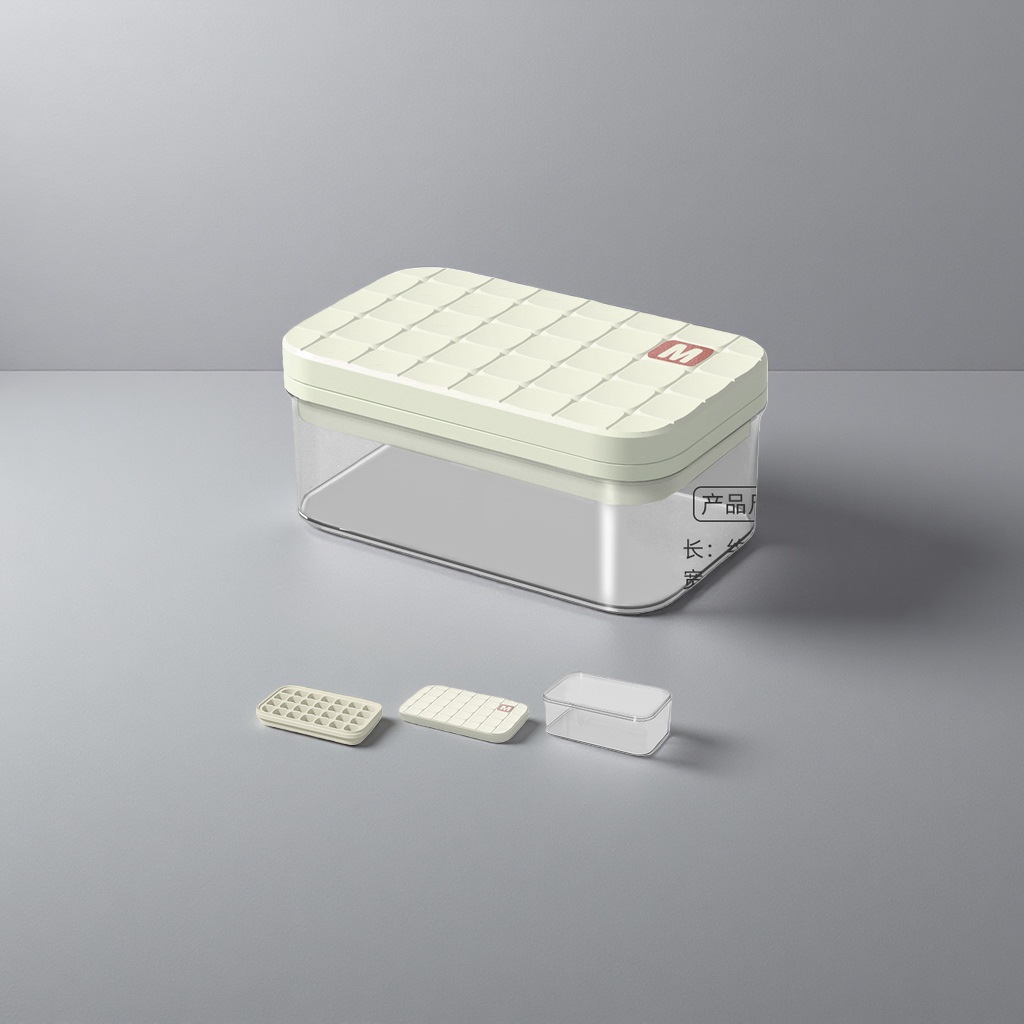 Cream white silicone ice storage box, household stackable, high-temperature resistant freezing mold Specification image