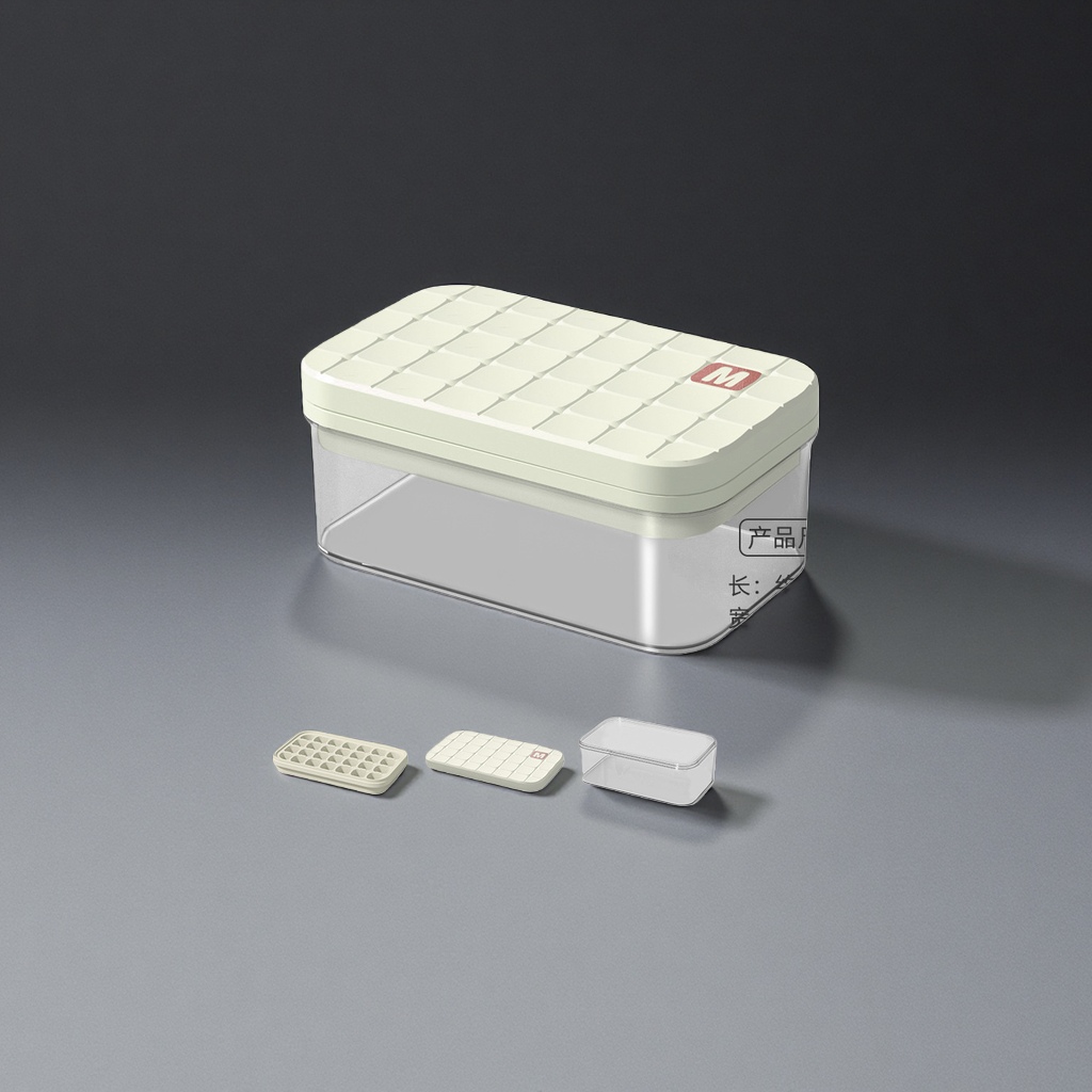 Cream white silicone ice storage box, household stackable, high-temperature resistant freezing mold