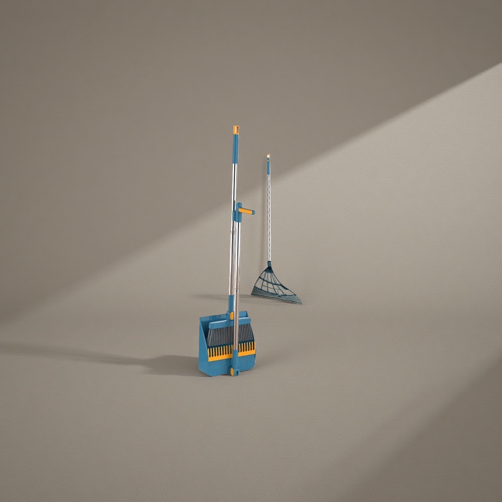 Mocha Blue three-piece broom and dustpan set for household cleaning tools Application Scenario