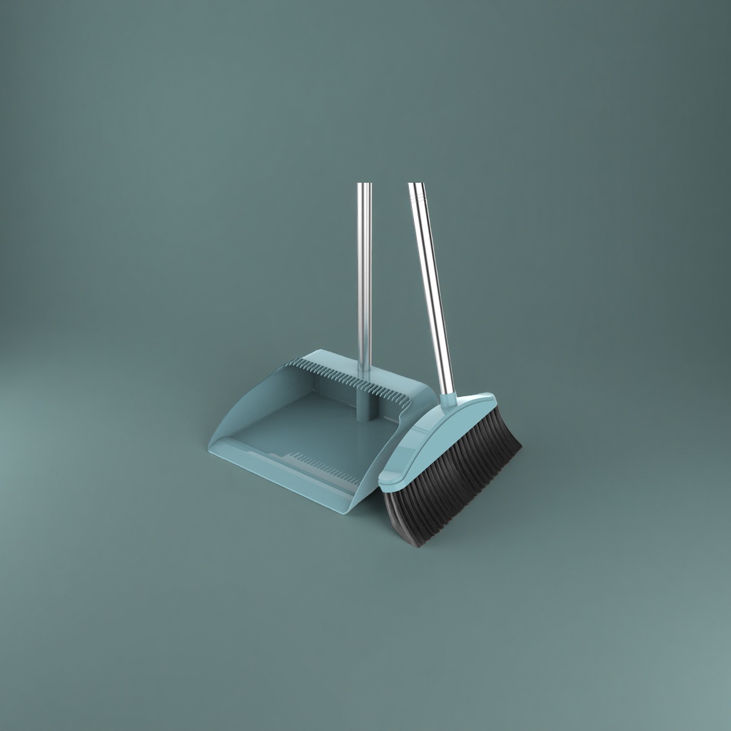 Household cleaning tool set, broom and dustpan combination, durable and anti-slip, suitable for kitchen and living room. 110140341 Application Scenario