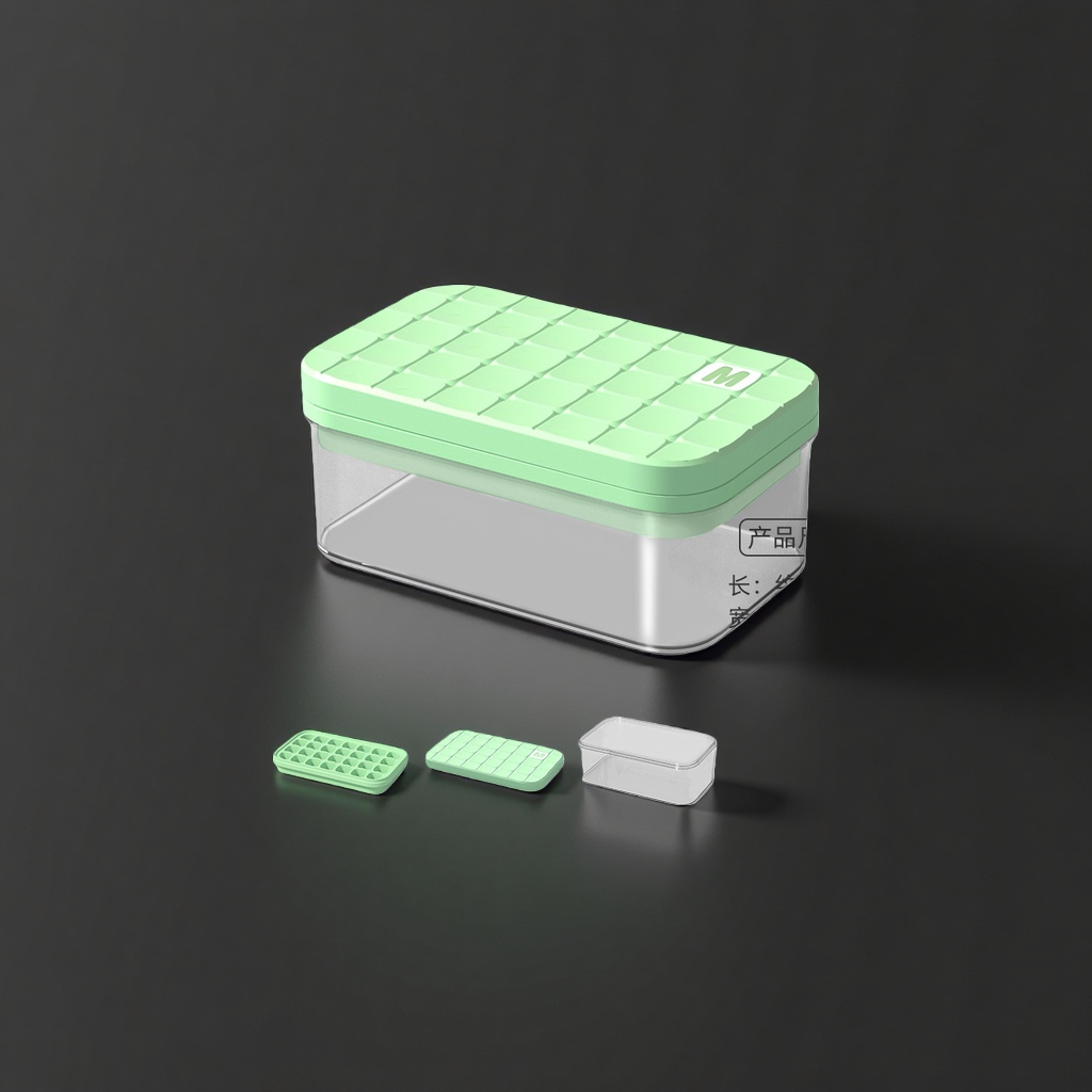 Lime green silicone ice cube tray ice storage box, household stackable freezing ice-making mold details Picture