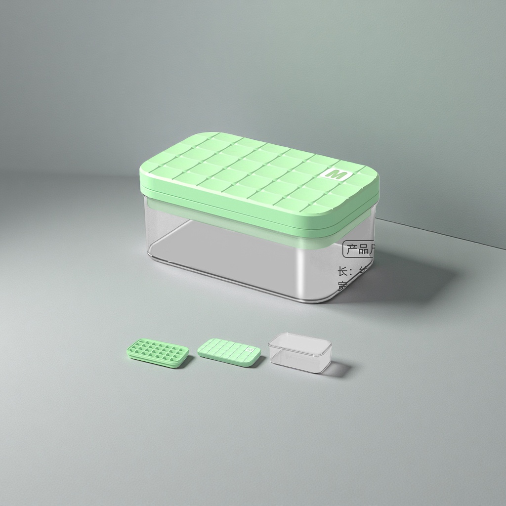 Lime green silicone ice cube tray ice storage box, household stackable freezing ice-making mold Specification image