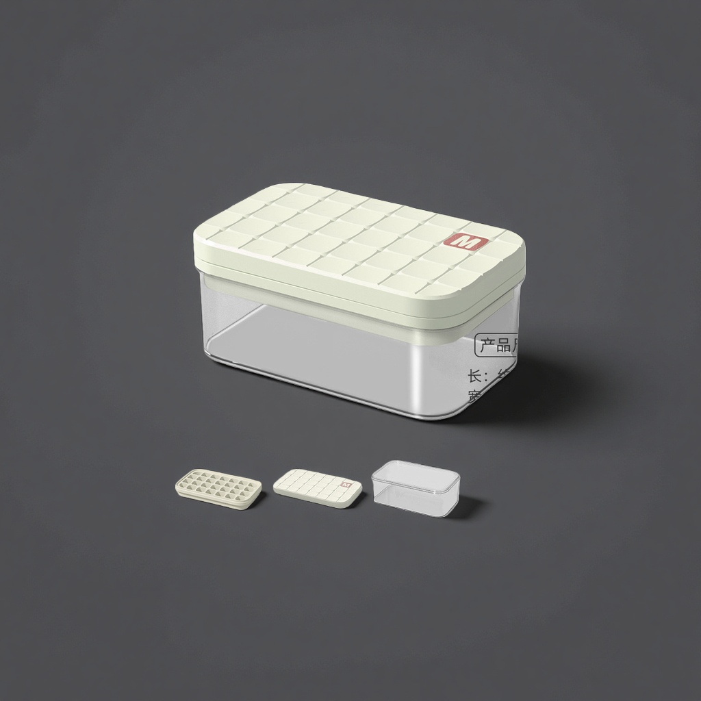 Cream white silicone ice storage box, household stackable, high-temperature resistant freezing mold details Picture