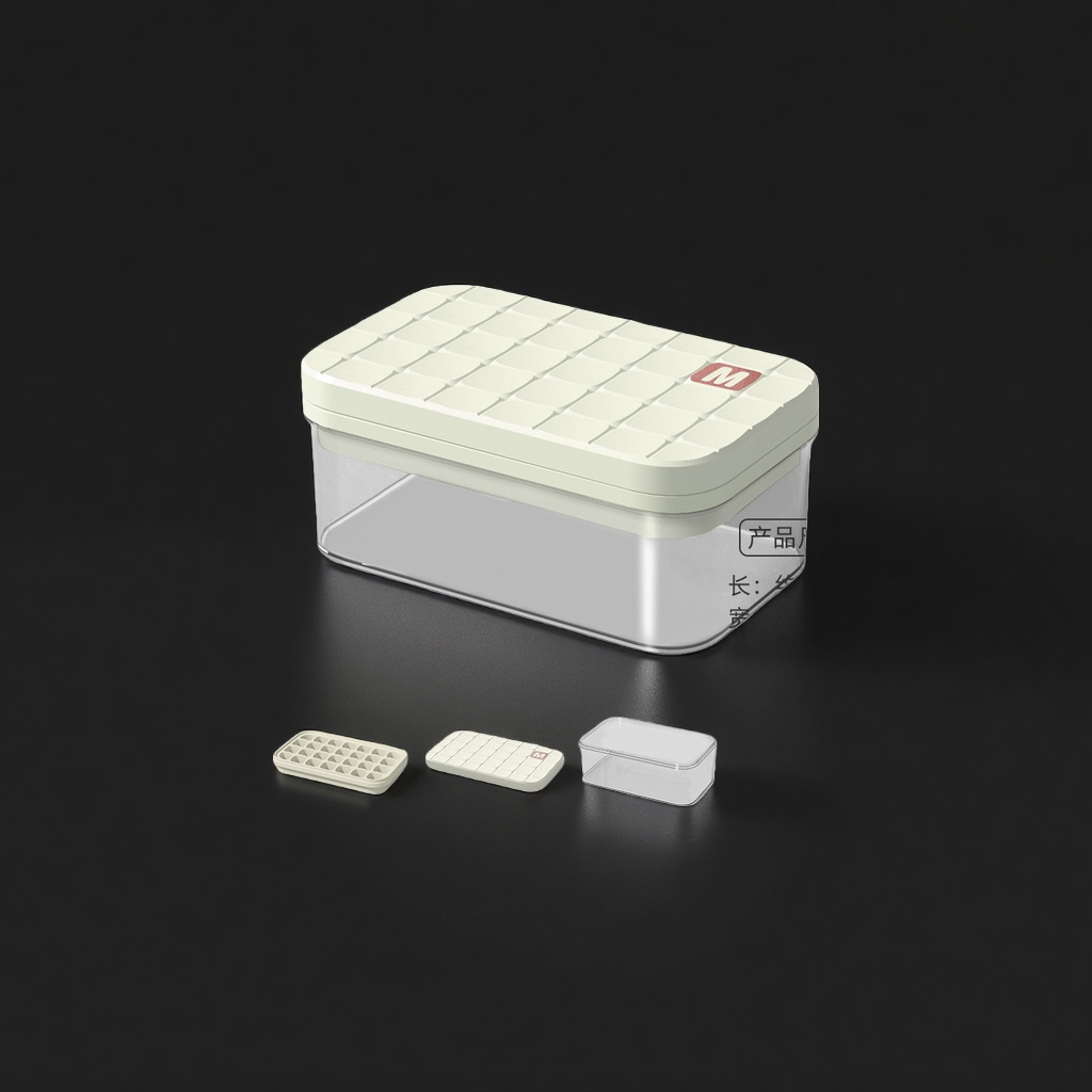 Cream white silicone ice storage box, household stackable, high-temperature resistant freezing mold Specification image