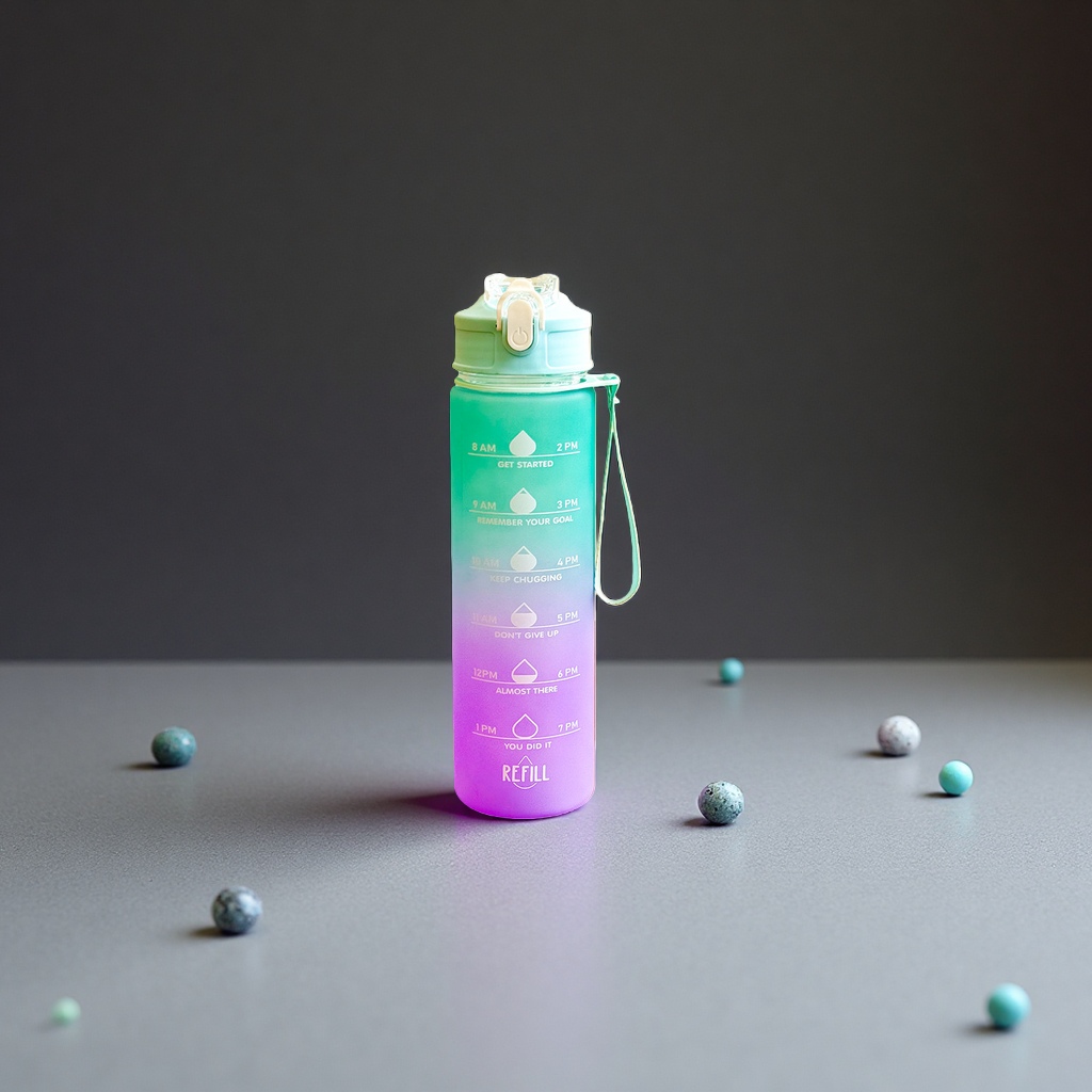 500ml portable and heat-insulating large-capacity sports water bottle with green and purple gradient color 500ml portable and heat-insulating large-capacity sports water bottle with green and purple gradient color