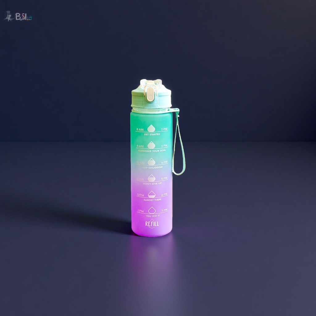 500ml portable and heat-insulating large-capacity sports water bottle with green and purple gradient color Application Scenario