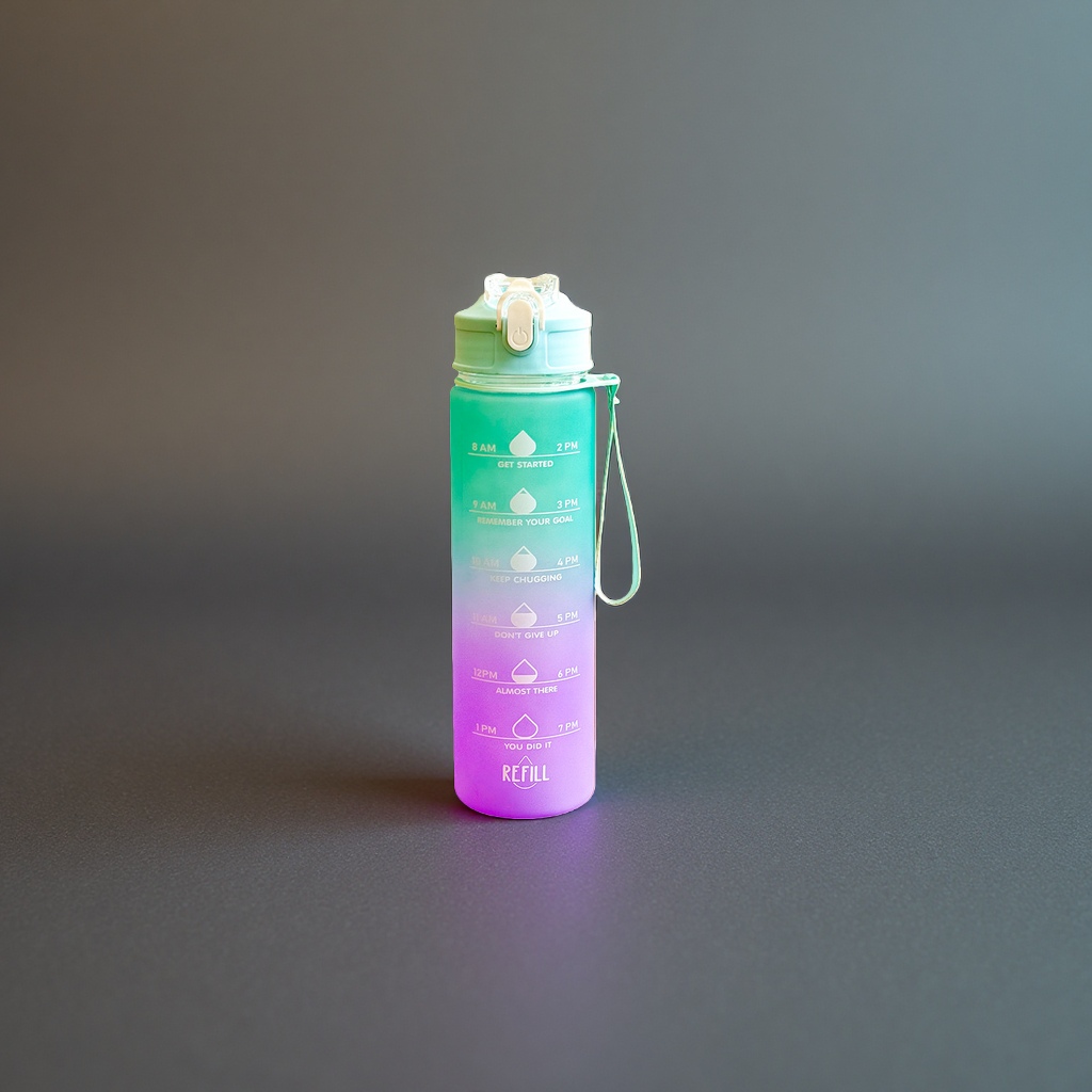 500ml portable and heat-insulating large-capacity sports water bottle with green and purple gradient color details Picture