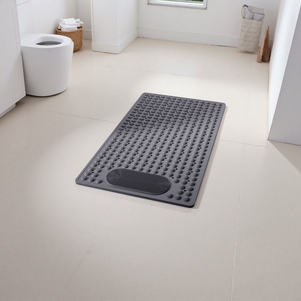 Grey anti-slip mat, thickened, wear-resistant and silent floor mat for bathroom and kitchen use Application Scenario