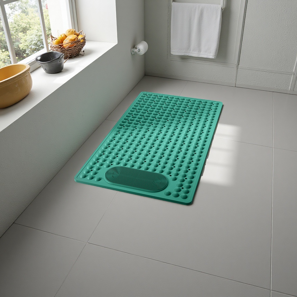The green massage pad for home full-body therapy and back relaxation is foldable and portable Specification image
