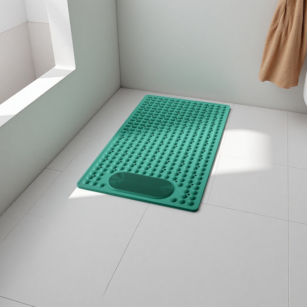 The green massage pad for home full-body therapy and back relaxation is foldable and portable