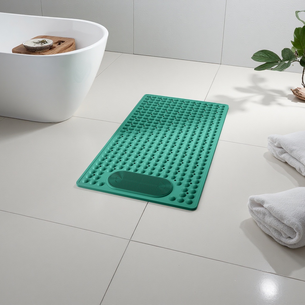 The green massage pad for home full-body therapy and back relaxation is foldable and portable details Picture