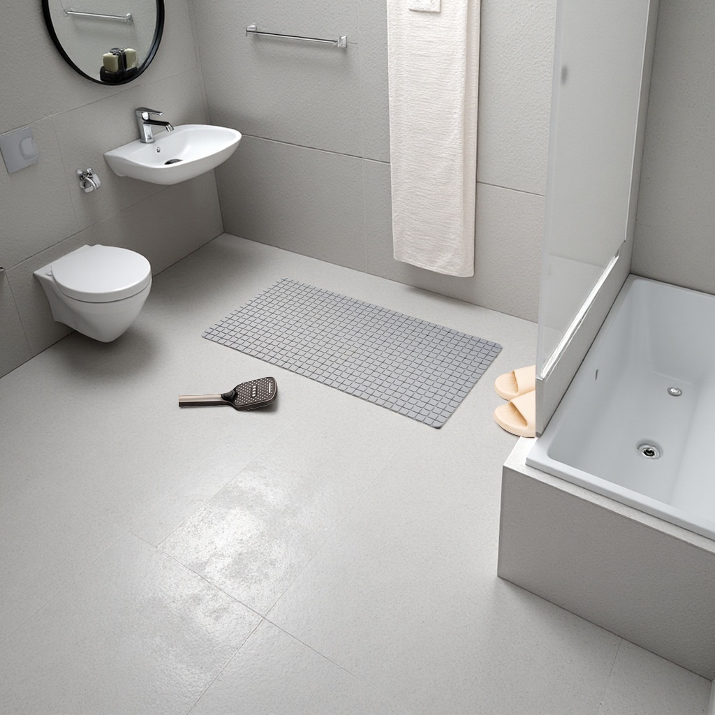 Grey anti-slip bathroom floor mat, thickened water-absorbing quick-drying anti-slip mat Application Scenario