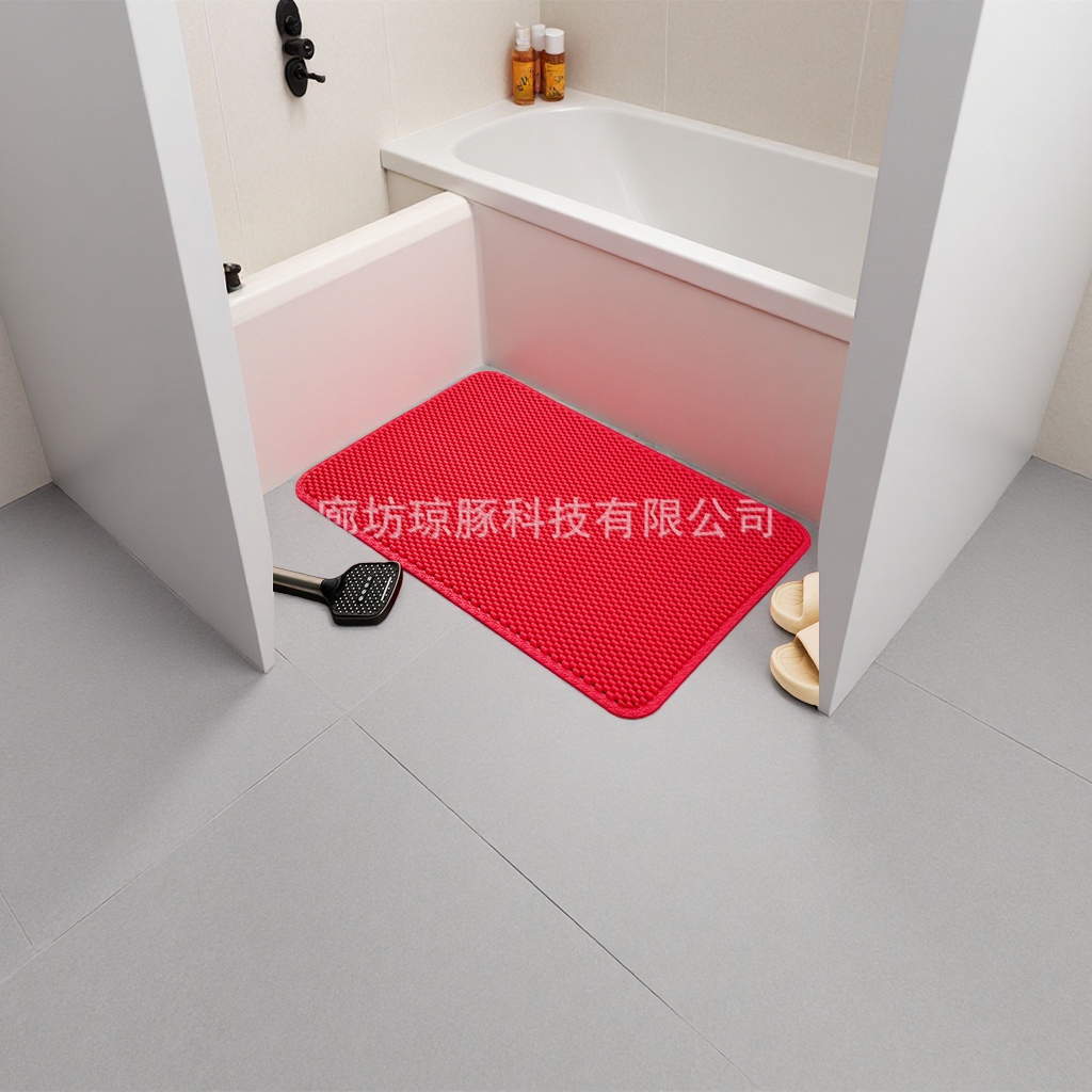 Red anti-slip floor mat, thickened and wear-resistant bathroom and kitchen floor mat Application Scenario