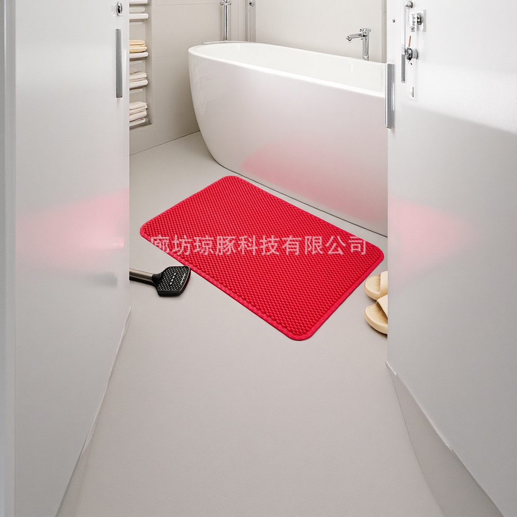 Red anti-slip floor mat, thickened and wear-resistant bathroom and kitchen floor mat details Picture